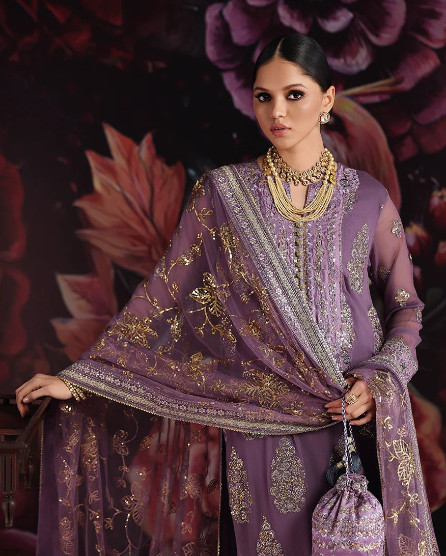 Royale Eternel by Roheenaz Unstitched Embroidered Chiffon 3 Piece Suit RN26URE Blush Whisper RUNCH260103 - Wedding Collection