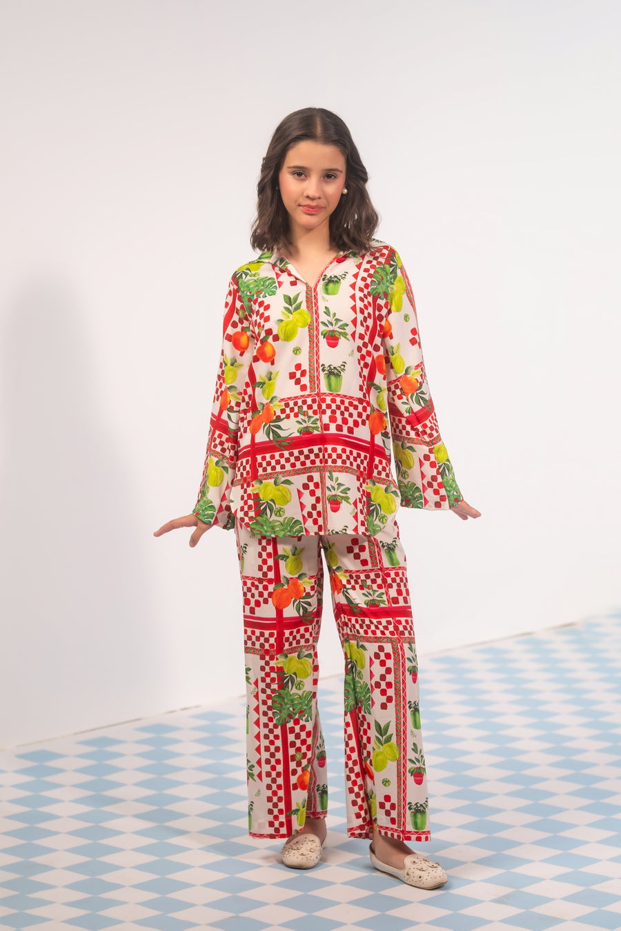 Sprinkles Girls RTW Printed Poly Co-ord Set Botani Check - Casual Collection