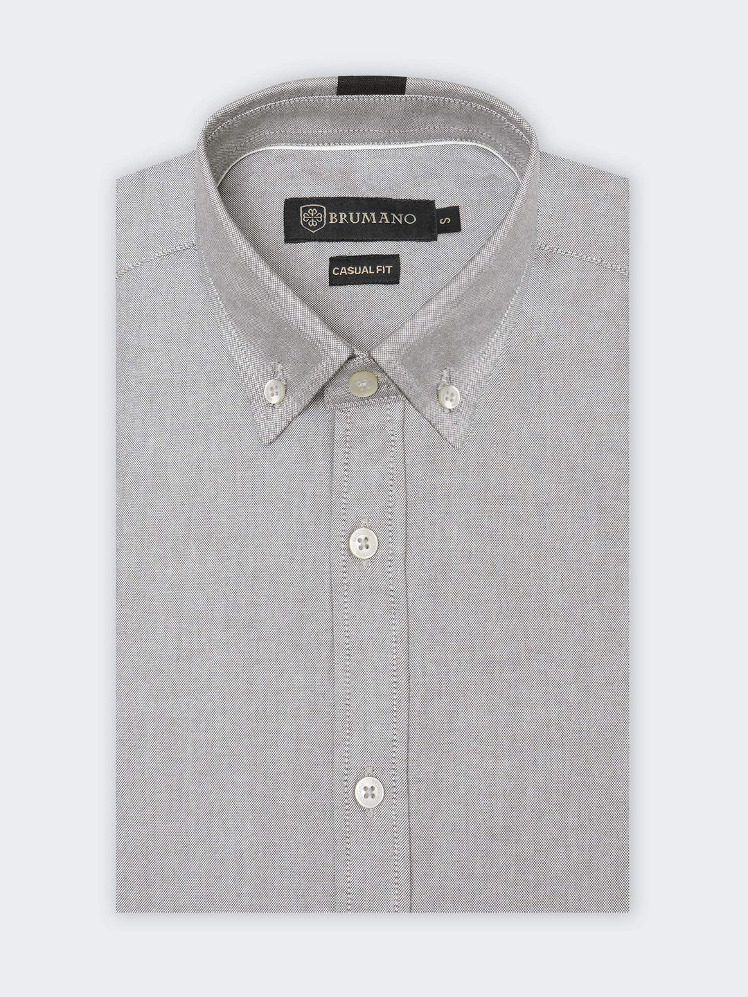 Brumano Mens RTW Solids Cotton Shirt Brown Oxford Western Collection