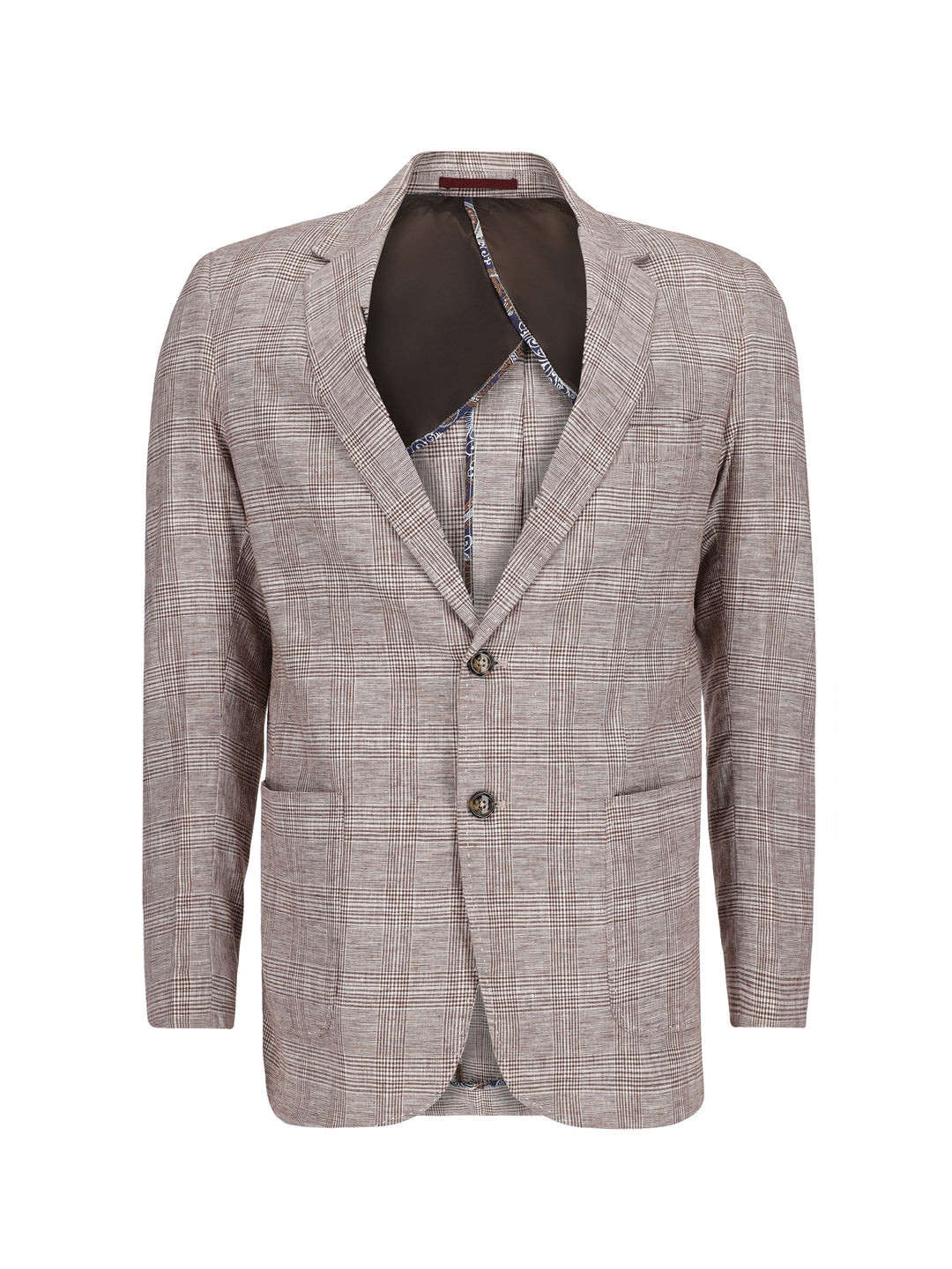 Brumano Mens Blazer RTW Solids Cotton 1 Piece Brown Checkered Festive Collection