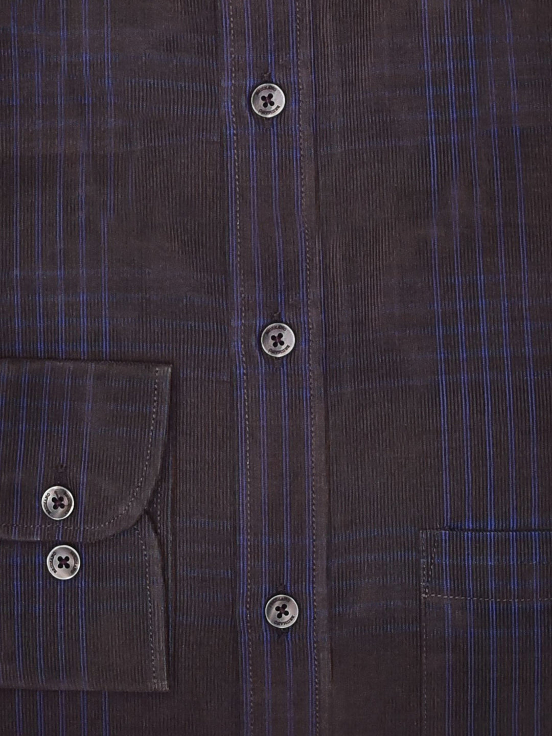 Brumano Ready To Wear Shirts Men 1 Piece Cotton Brown Corduroy Checkered Shirt Exclusive 0-32-023-2110 - Summer Collection