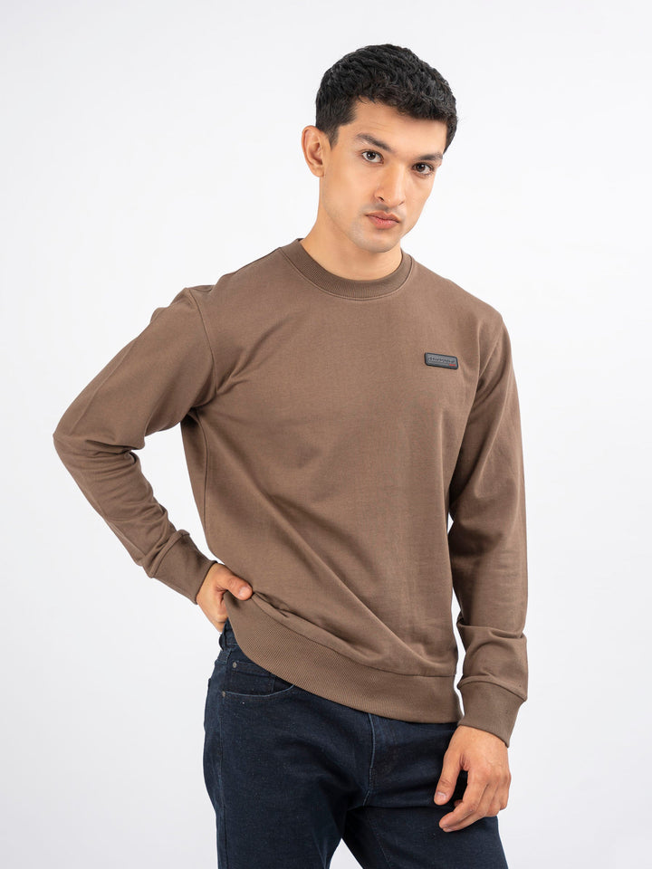 Brumano Ready To Wear Solids Cotton 1 Piece Men Brown Long Sleeve Crew neck Sweatshirt 0-45-024-4217 - Winter Collection