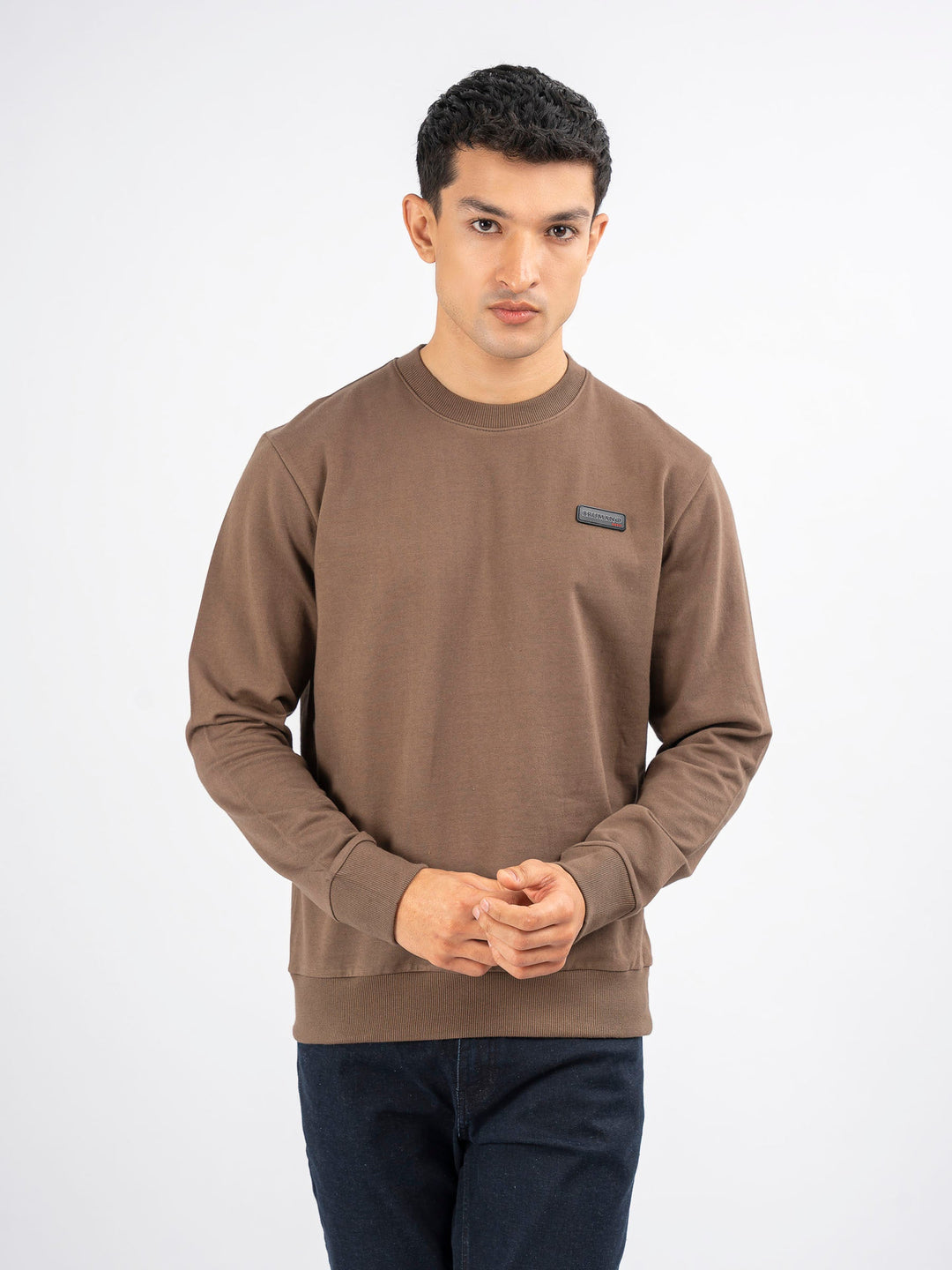 Brumano Ready To Wear Solids Cotton 1 Piece Men Brown Long Sleeve Crew neck Sweatshirt 0-45-024-4217 - Winter Collection