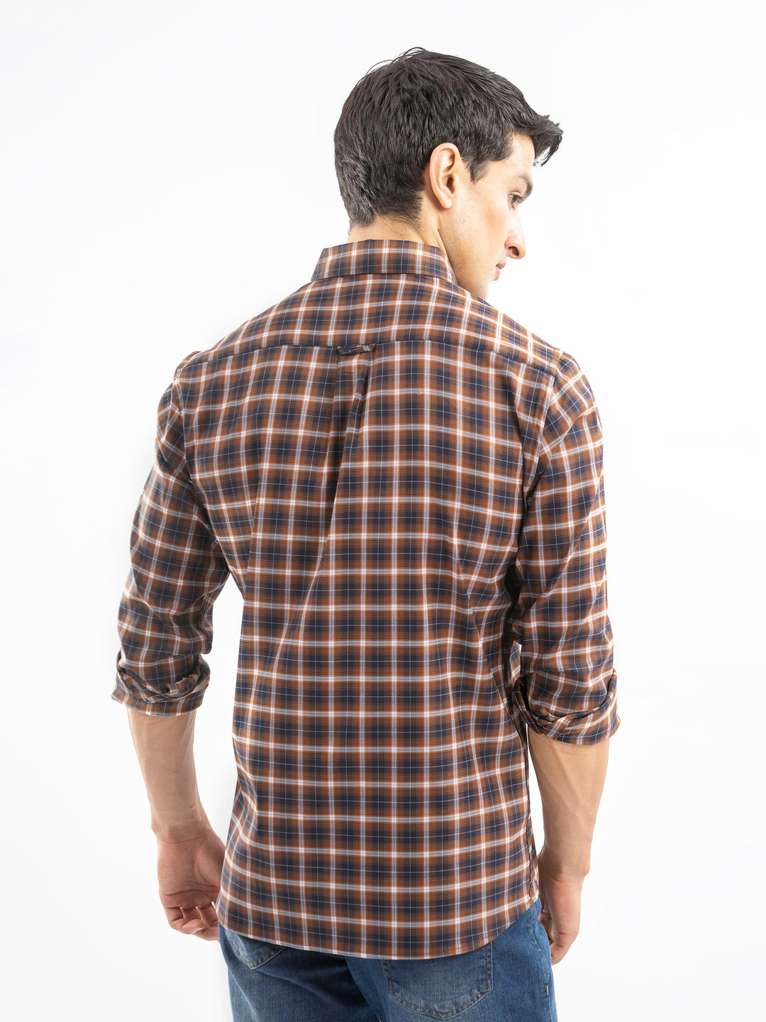 Brumano Ready To Wear Shirts Men 1 Piece Cotton Brown Structured Checkered Shirt 0-31-025-4495 - Summer Collection