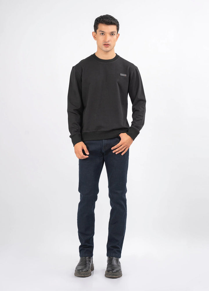 Brumano Ready To Wear Solids Cotton 1 Piece Men Black Long Sleeve Crew neck Sweatshirt 0-45-024-4279 - Winter Collection