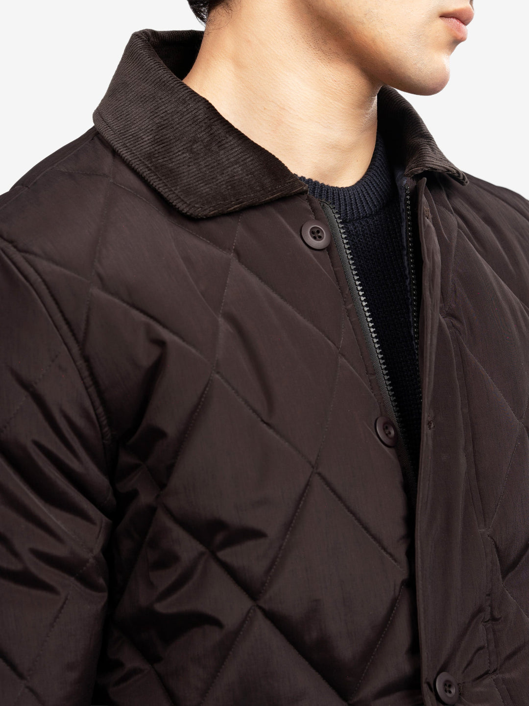 Brumano Mens RTW Solids Poly 1 Piece Burgundy Sportsquilt With Corduroy Collar Winter Collection