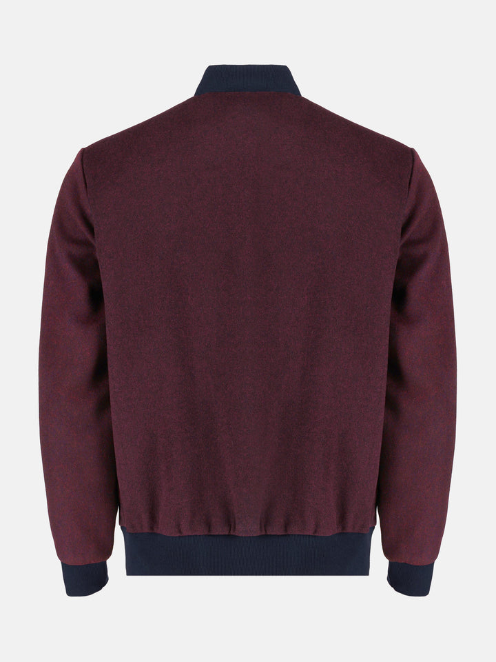 Brumano Mens RTW Solids Wool Jacket Burgundy Bomber Jacket Winter Collection