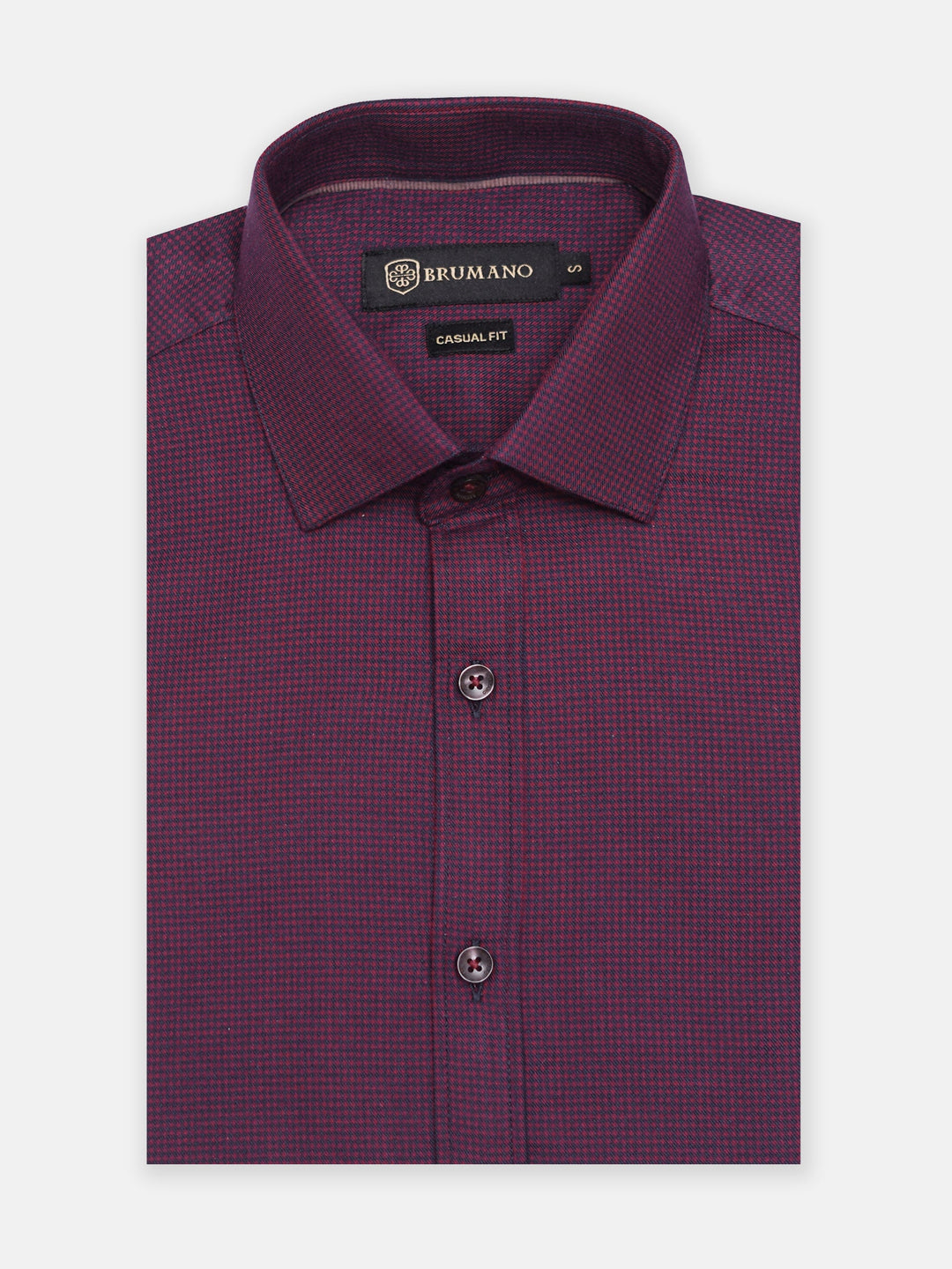 Brumano Mens RTW Solids Cotton Shirt Burgundy N Blue Casual Collection