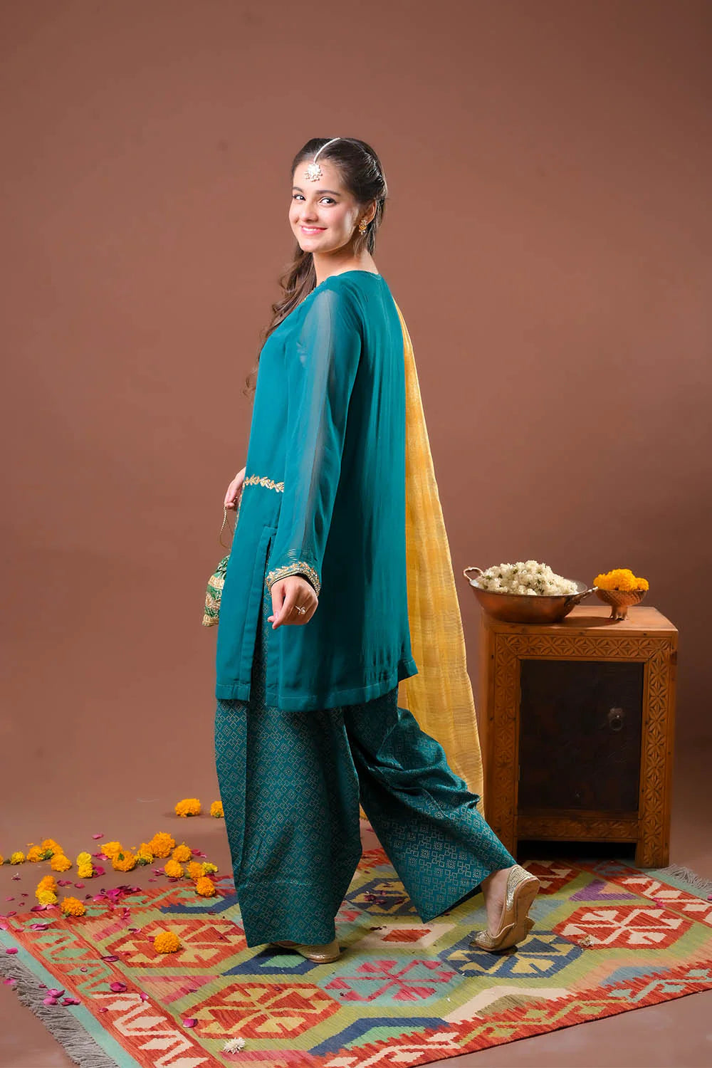 Senorita Girls Solids Chiffon Silk 3 Piece Suit GDD-03149 - Casual Collection