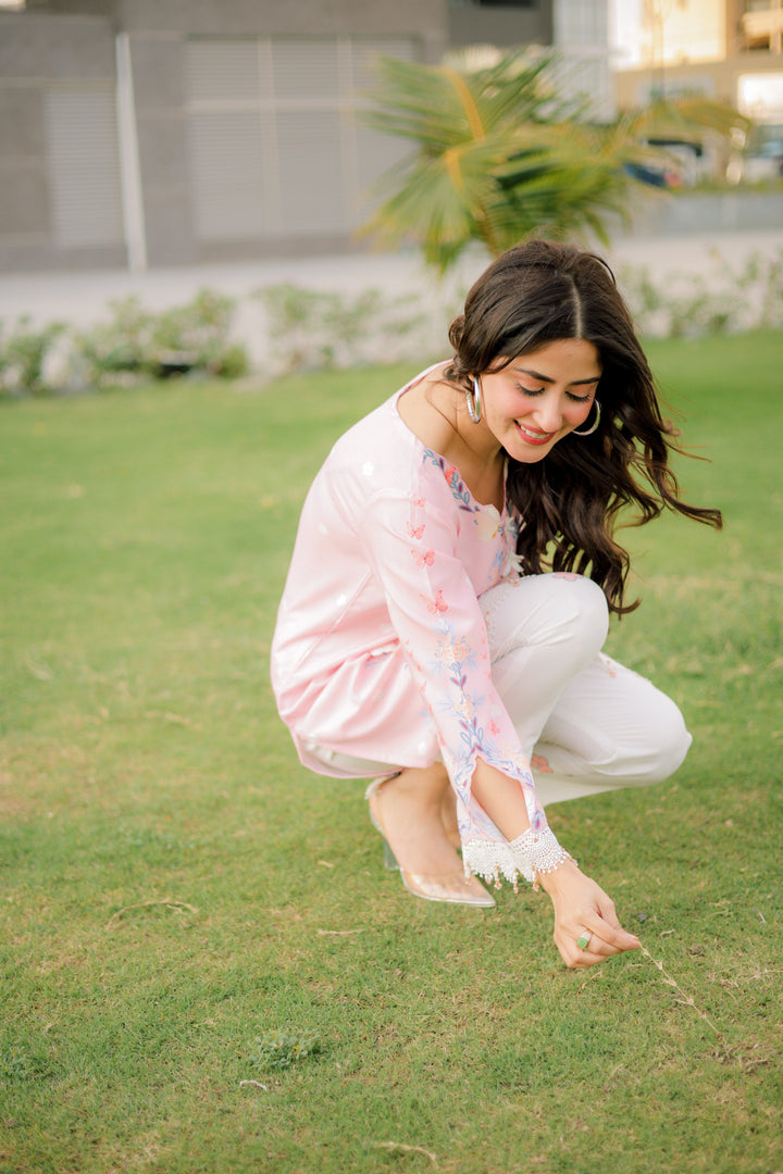 Dhaga Women RTW Embroidered Poly 2 Piece Blushe - Summer Collection