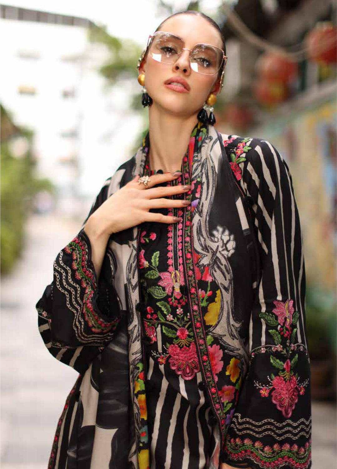 Combination by Charizma Unstitched Embroidered Linen 3 Piece Suit CHRUCL CCW7-11 - Casual Collection