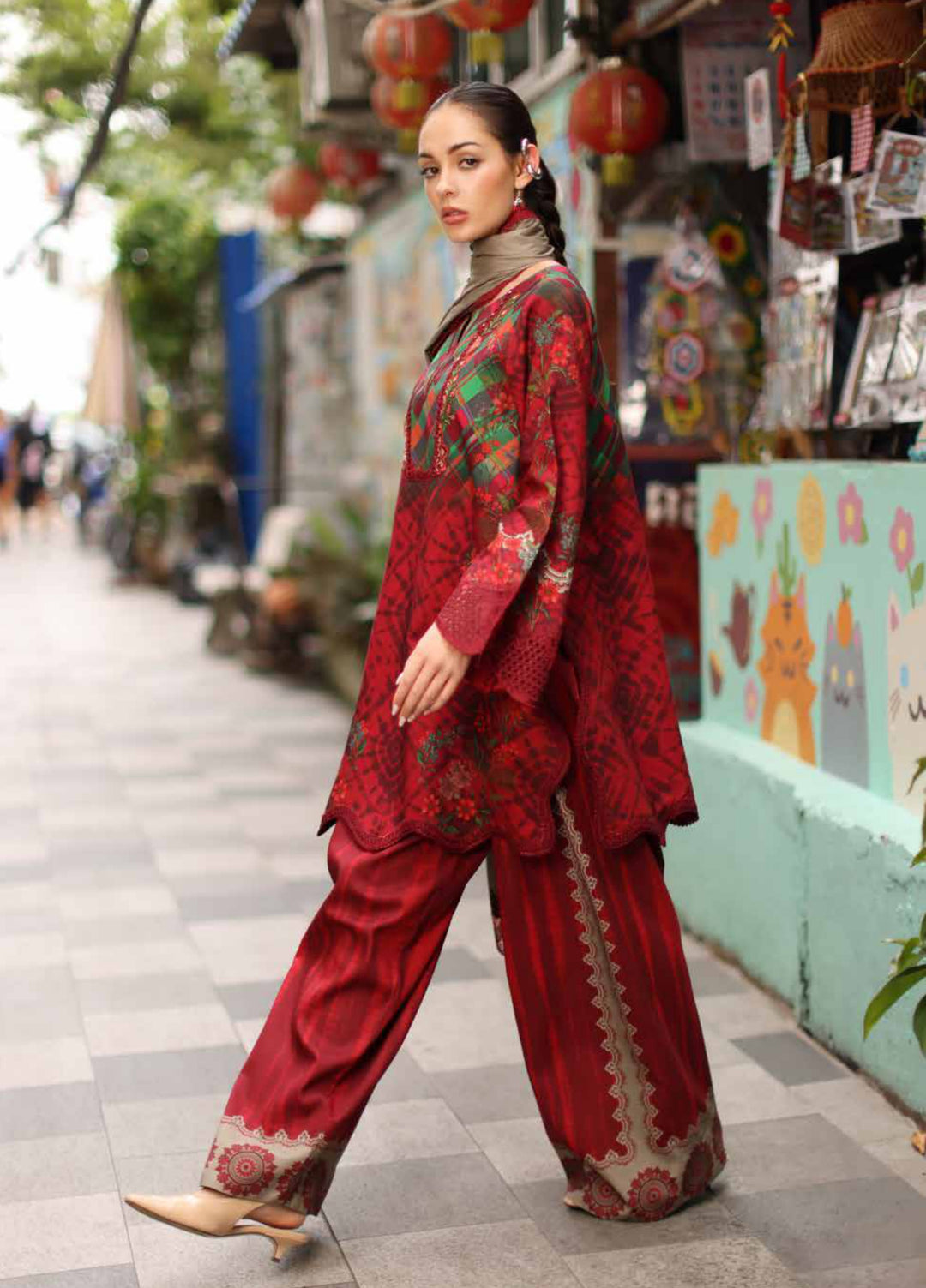 Combination by Charizma Unstitched Embroidered Linen 3 Piece Suit CHRUCL CCW7-12 - Casual Collection