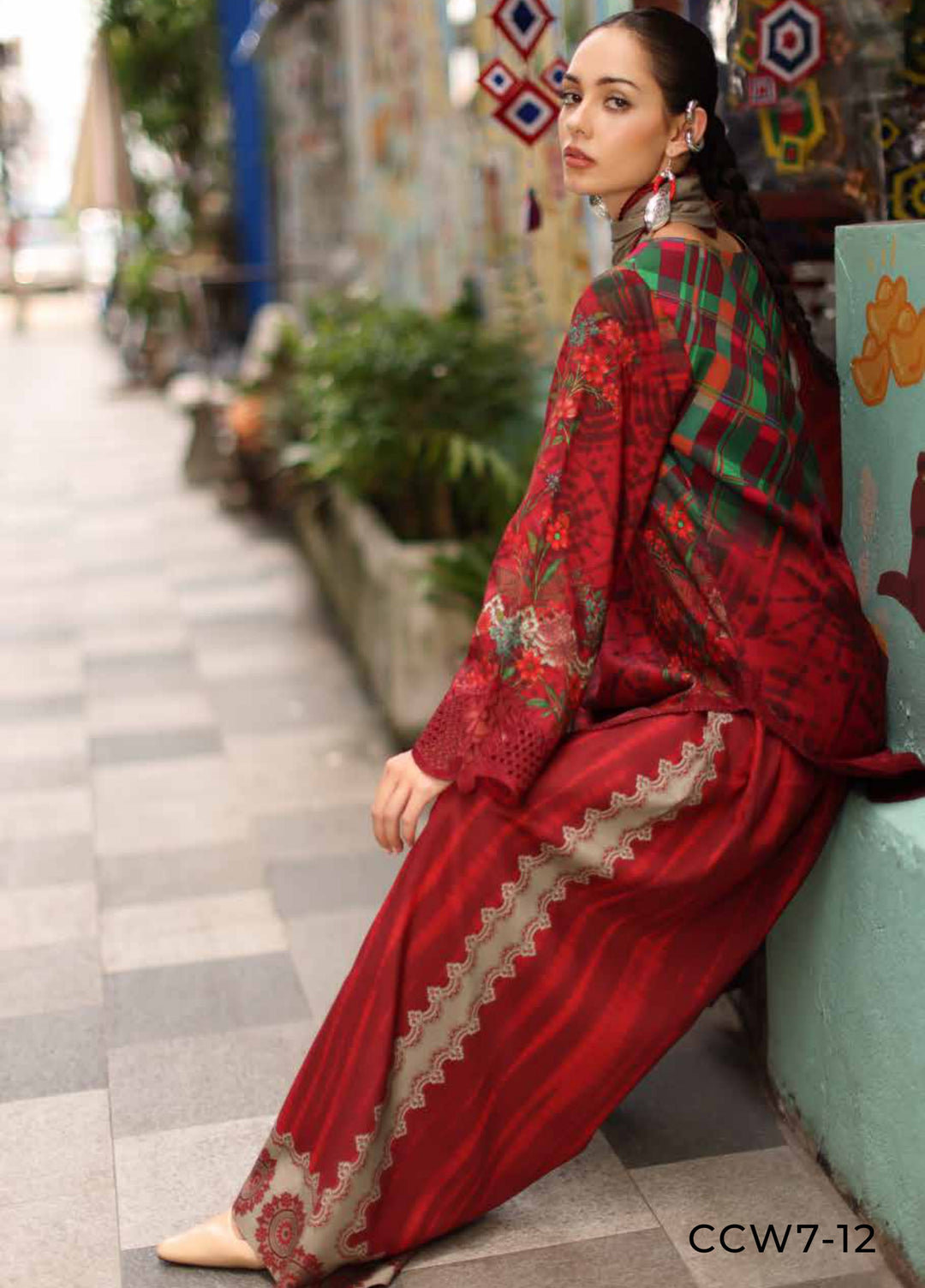 Combination by Charizma Unstitched Embroidered Linen 3 Piece Suit CHRUCL CCW7-12 - Casual Collection