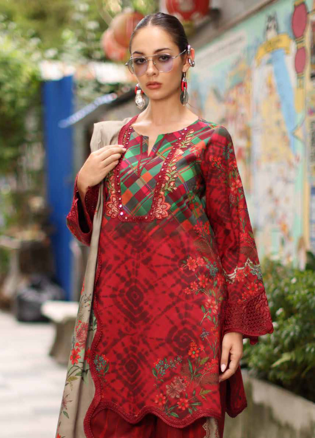 Combination by Charizma Unstitched Embroidered Linen 3 Piece Suit CHRUCL CCW7-12 - Casual Collection