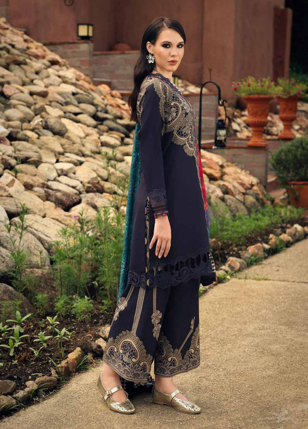 Combination by Charizma Unstitched Embroidered Linen 3 Piece Suit CHRUCL CCW7-13 - Casual Collection