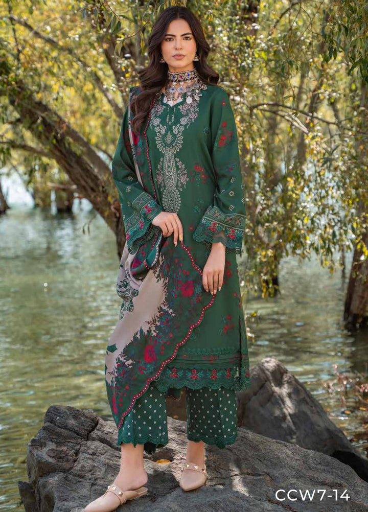 Combination by Charizma Unstitched Embroidered Linen 3 Piece Suit CHRUCL CCW7-14 - Casual Collection