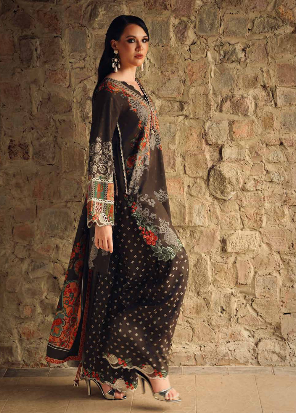 Combination by Charizma Unstitched Embroidered Linen 3 Piece Suit CHRUCL CCW7-15 - Casual Collection