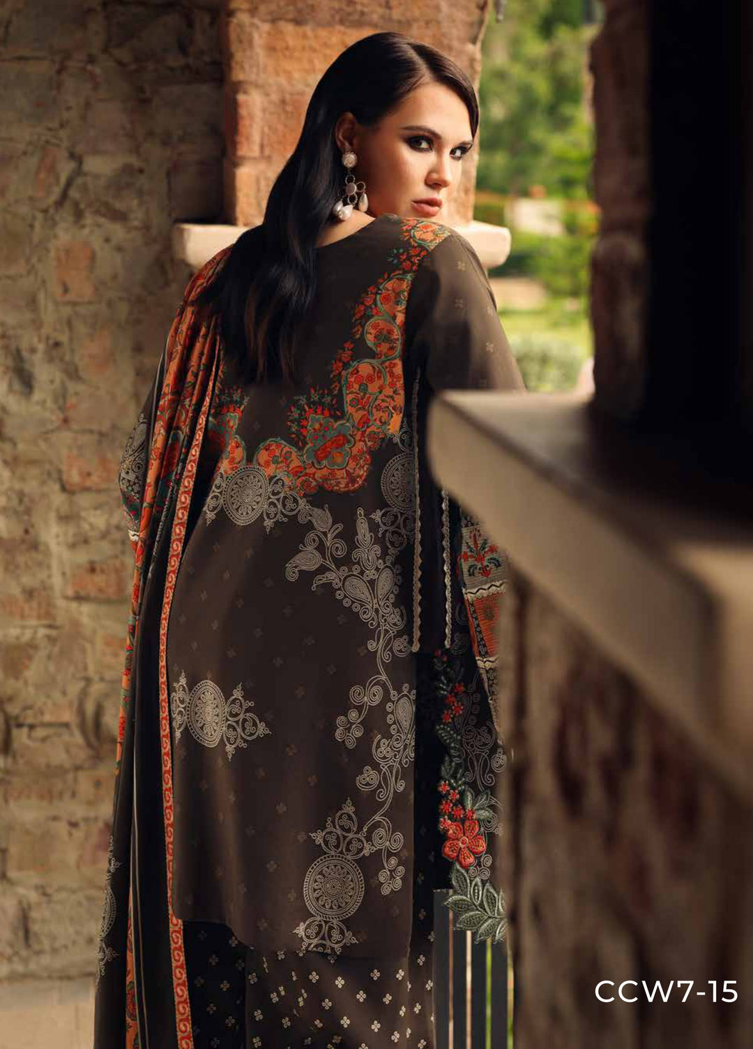 Combination by Charizma Unstitched Embroidered Linen 3 Piece Suit CHRUCL CCW7-15 - Casual Collection