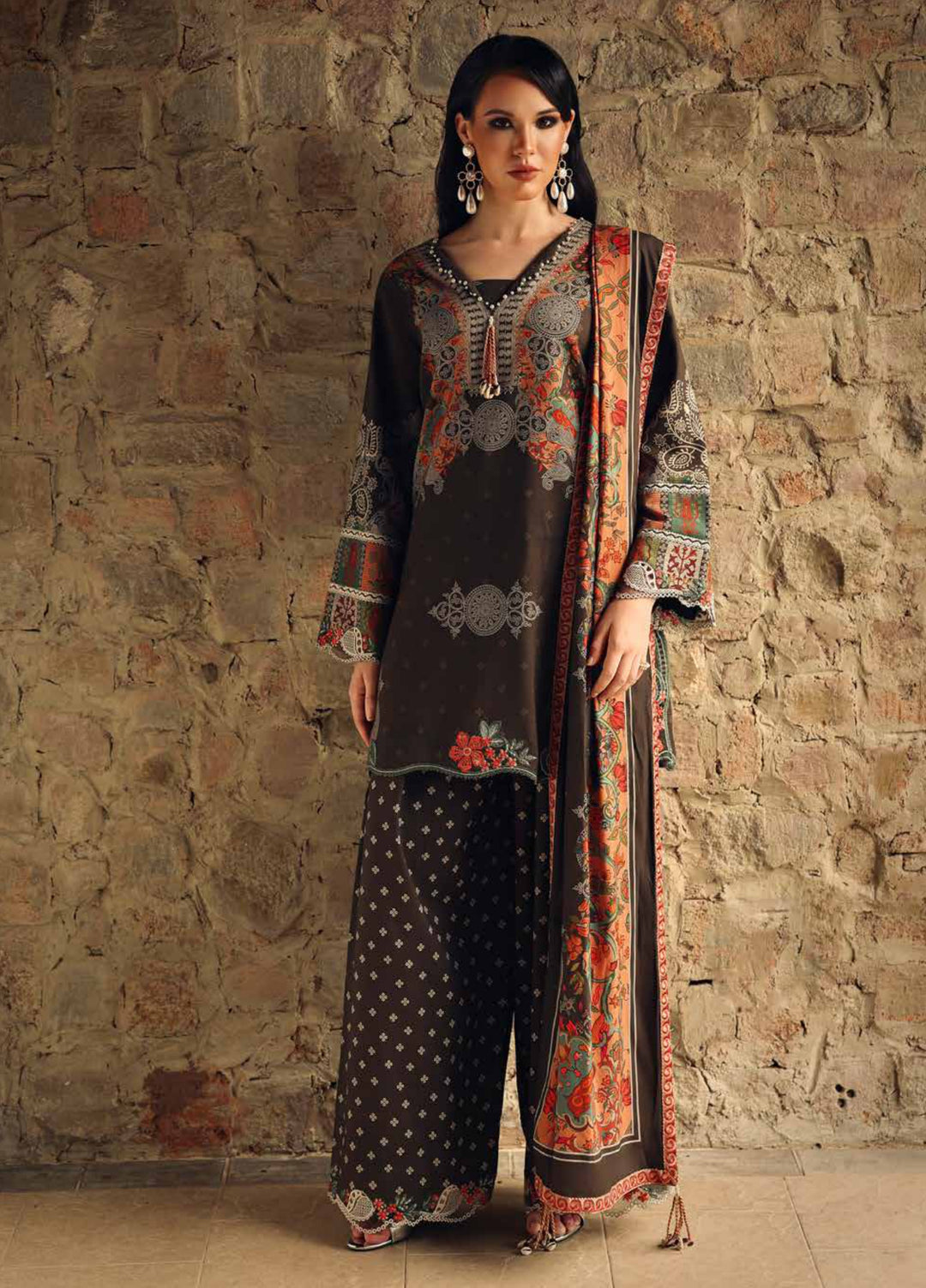 Combination by Charizma Unstitched Embroidered Linen 3 Piece Suit CHRUCL CCW7-15 - Casual Collection