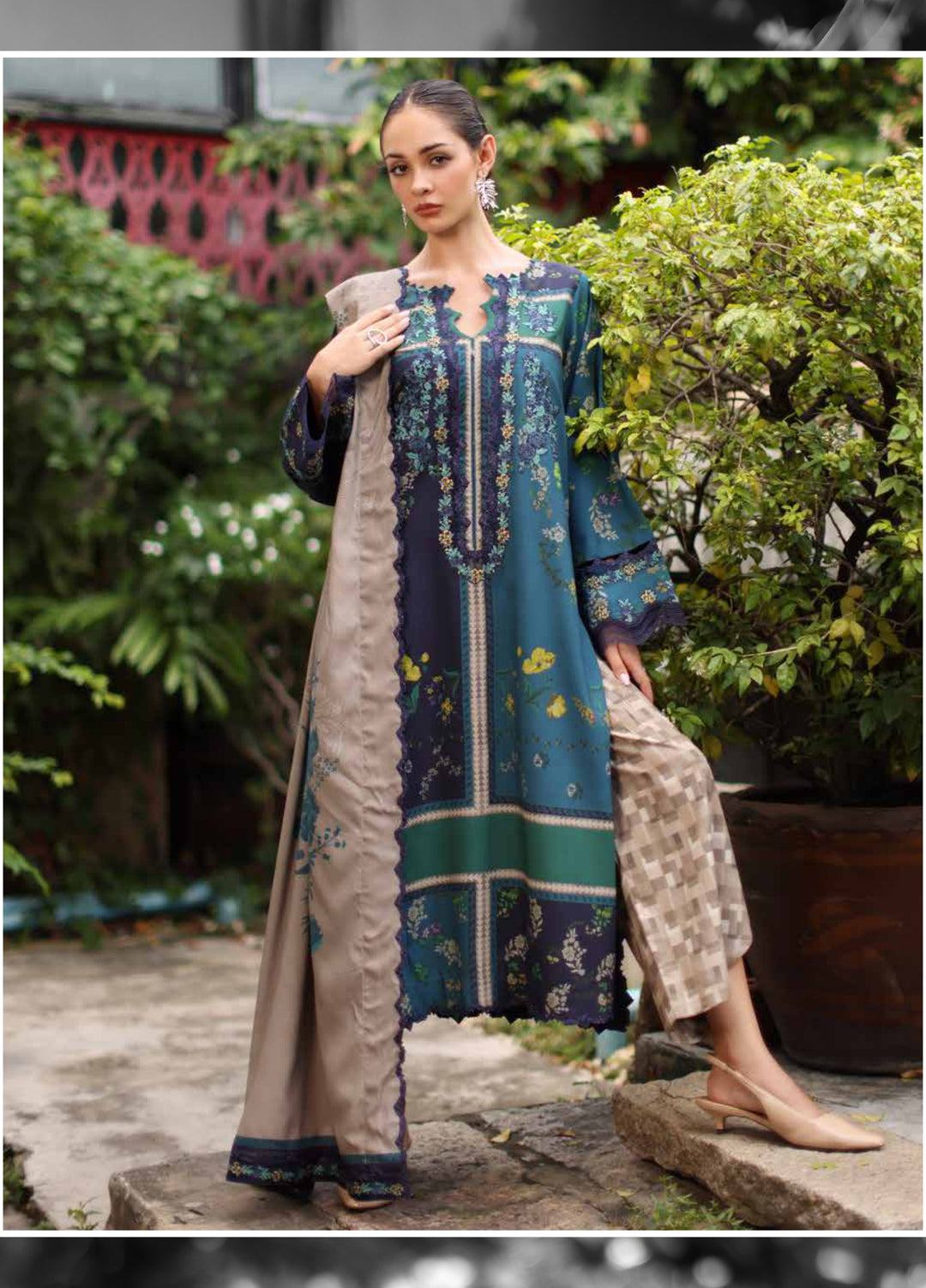Combination by Charizma Unstitched Embroidered Linen 3 Piece Suit CHRUCL CCW7-18 - Casual Collection