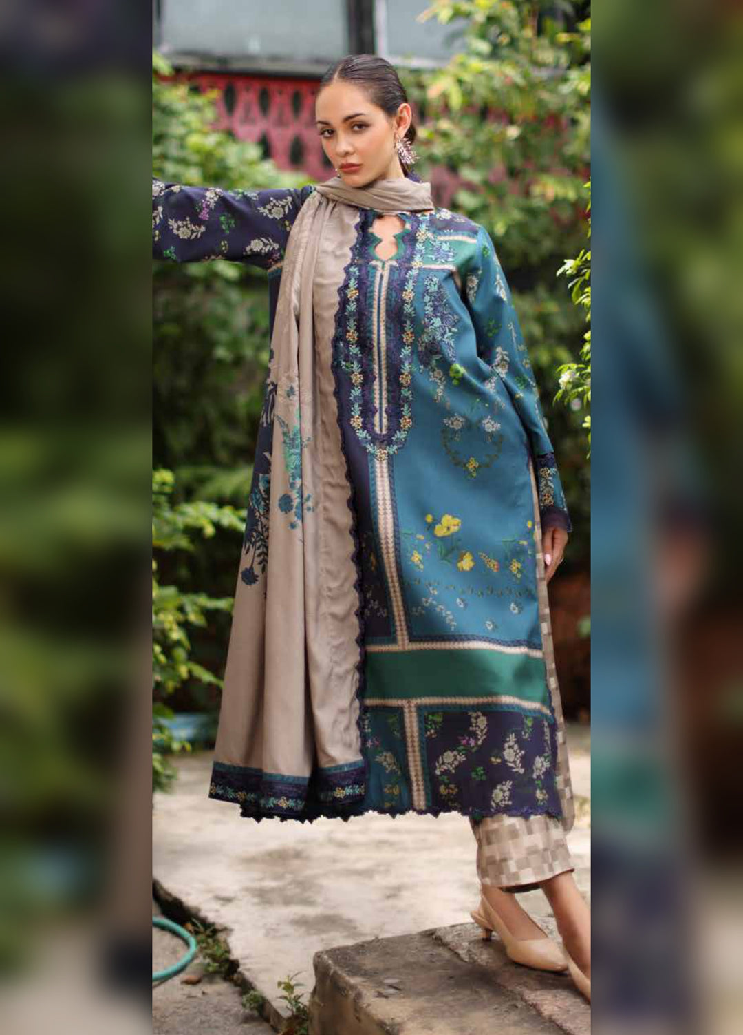 Combination by Charizma Unstitched Embroidered Linen 3 Piece Suit CHRUCL CCW7-18 - Casual Collection