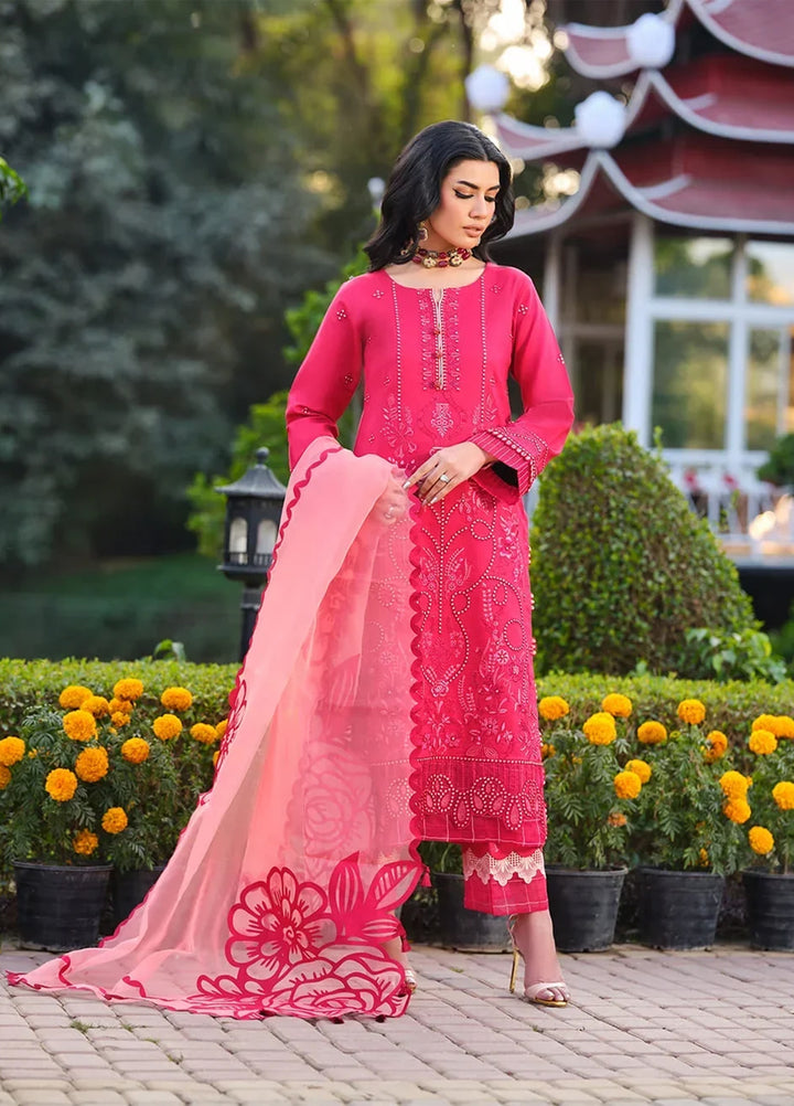 Menaal Unstitched Embroidered Lawn 3 Piece Suit ML26ULS CRIMSON ROSE - Festive Collection