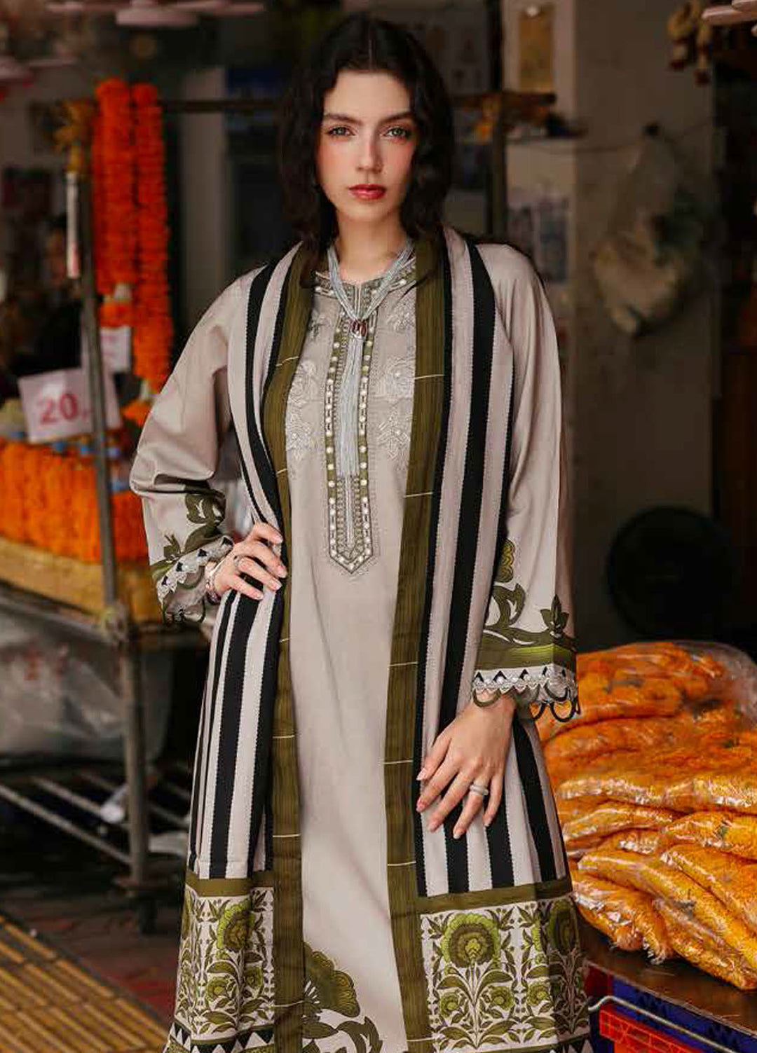 Charizma Embroidered Linen Suits Unstitched 3 Piece CRZ25EL CCW6-03 - Winter Collection