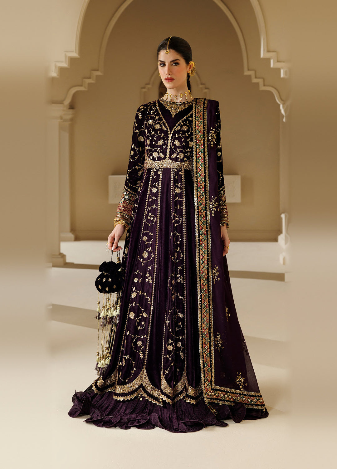 Chandni by Jazmin Unstitched Embroidered Velvet 3 Piece Suit JZ26UVC ZARPOOSH CVF-26-D03 - Wedding Collection