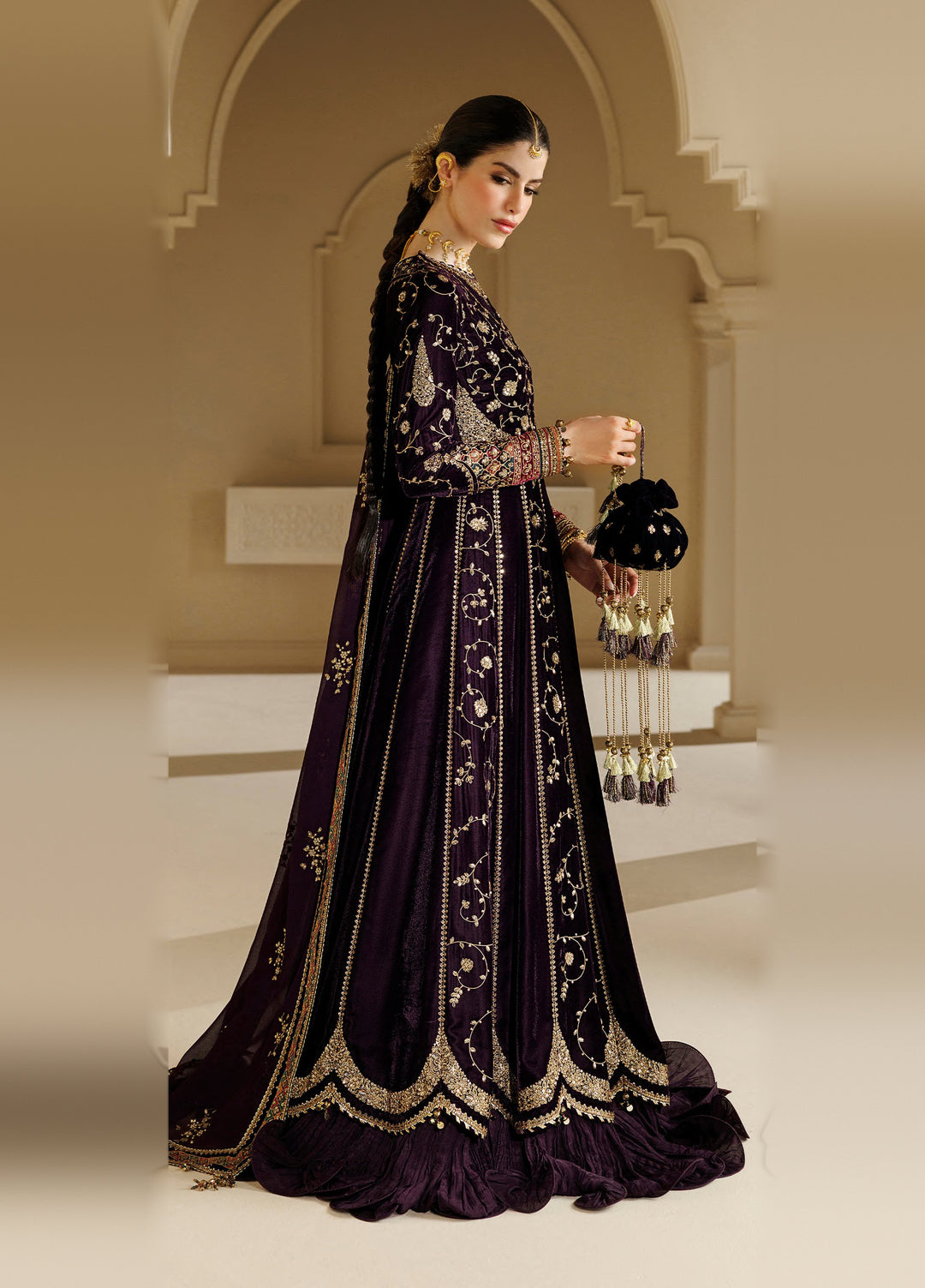 Chandni by Jazmin Unstitched Embroidered Velvet 3 Piece Suit JZ26UVC ZARPOOSH CVF-26-D03 - Wedding Collection