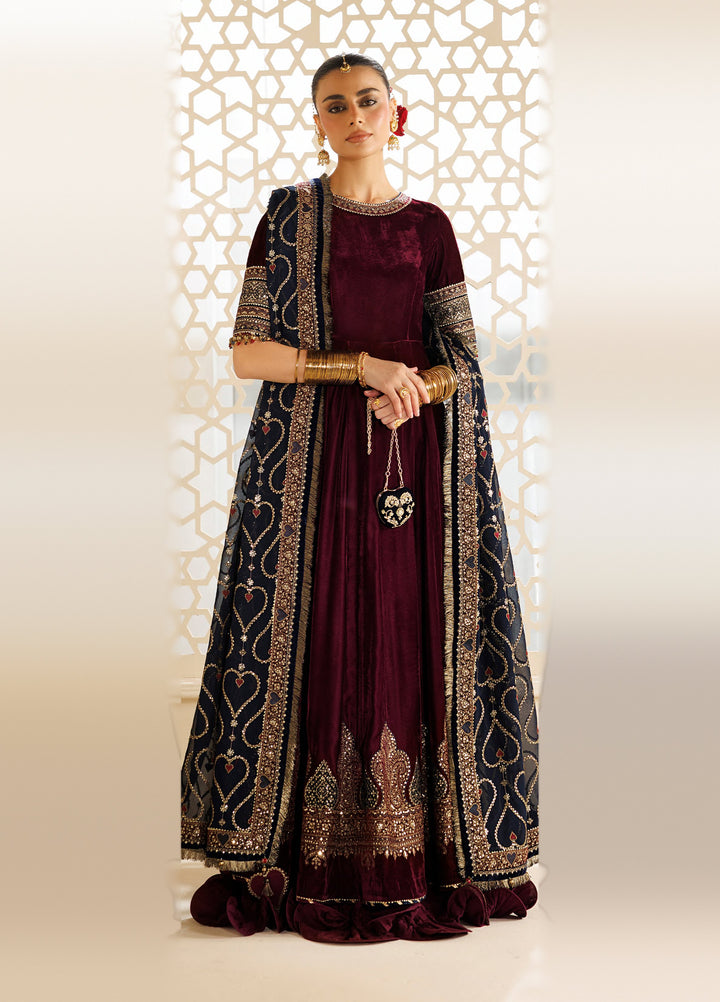 Chandni by Jazmin Unstitched Embroidered Velvet 3 Piece Suit JZ26UVC ZARYAВ CVF-26-D04 - Wedding Collection