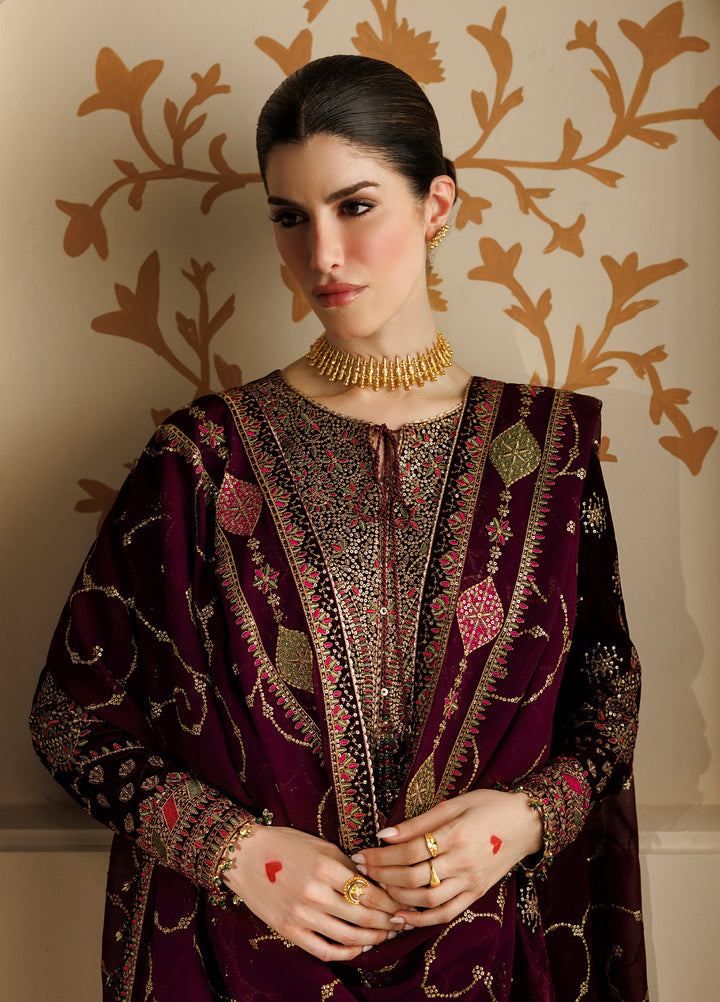 Chandni by Jazmin Unstitched Embroidered Velvet 3 Piece Suit JZ26UVC NAYAAВ CVF-26-D08 - Wedding Collection