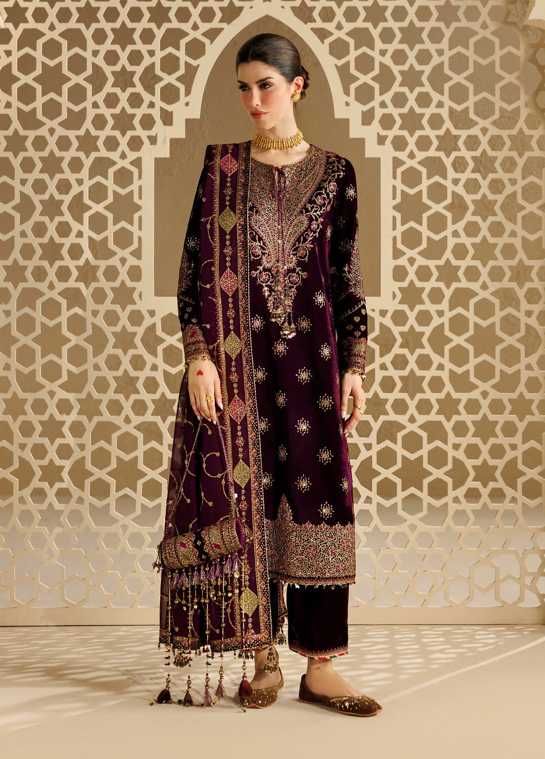 Chandni by Jazmin Unstitched Embroidered Velvet 3 Piece Suit JZ26UVC NAYAAВ CVF-26-D08 - Wedding Collection