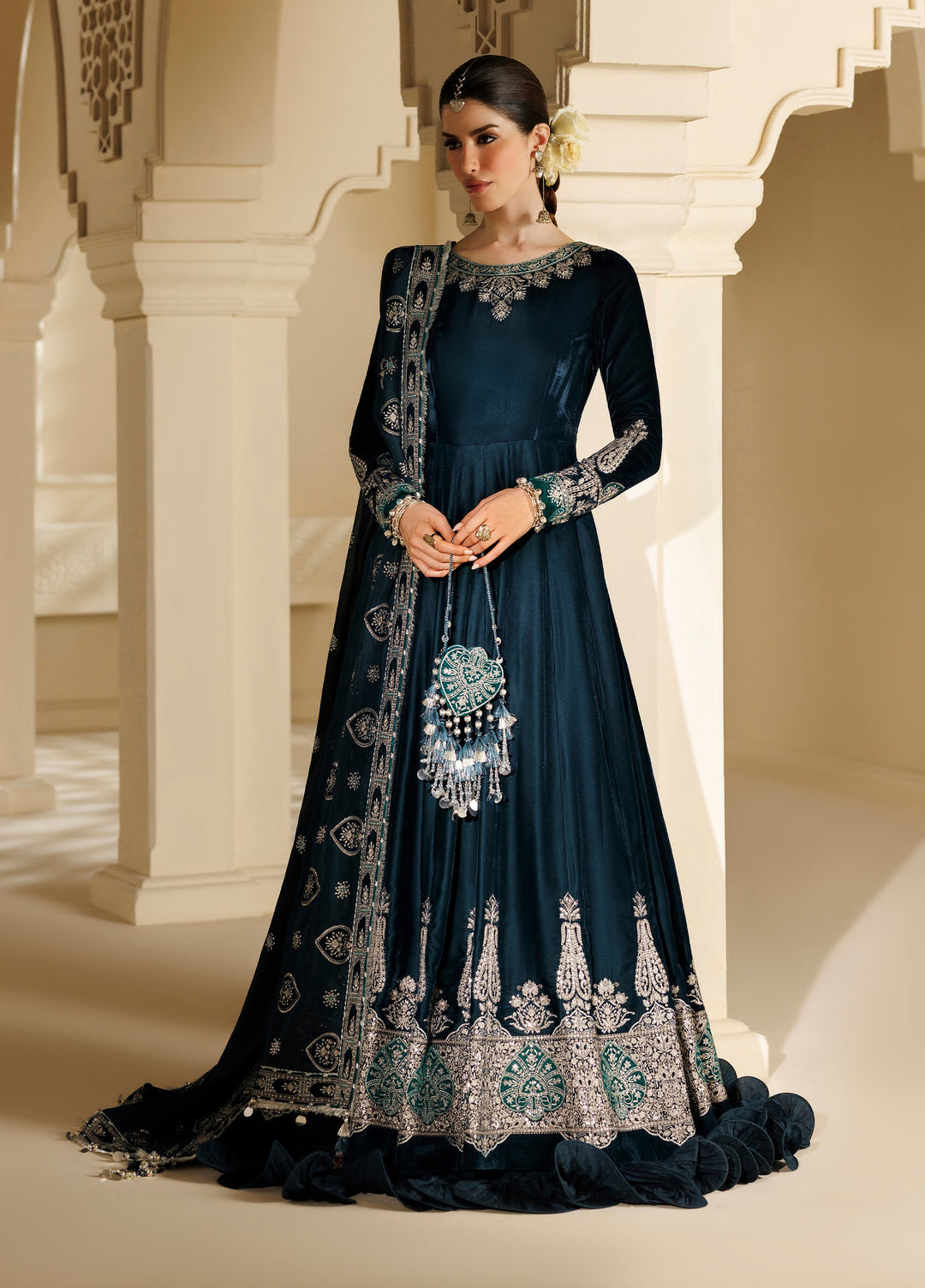 Chandni by Jazmin Unstitched Embroidered Velvet 3 Piece Suit JZ26UVC ZAIB-UN-NISA CVF-26-D09 - Wedding Collection