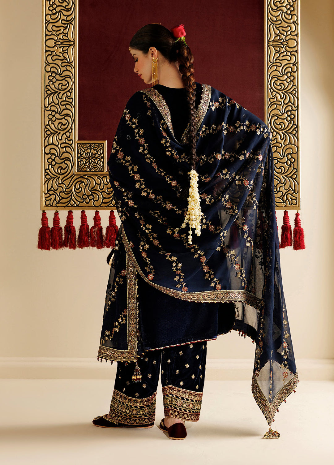 Chandni by Jazmin Unstitched Embroidered Velvet 3 Piece Suit JZ26UVC ROSHANAK CVF-26-D11 - Wedding Collection