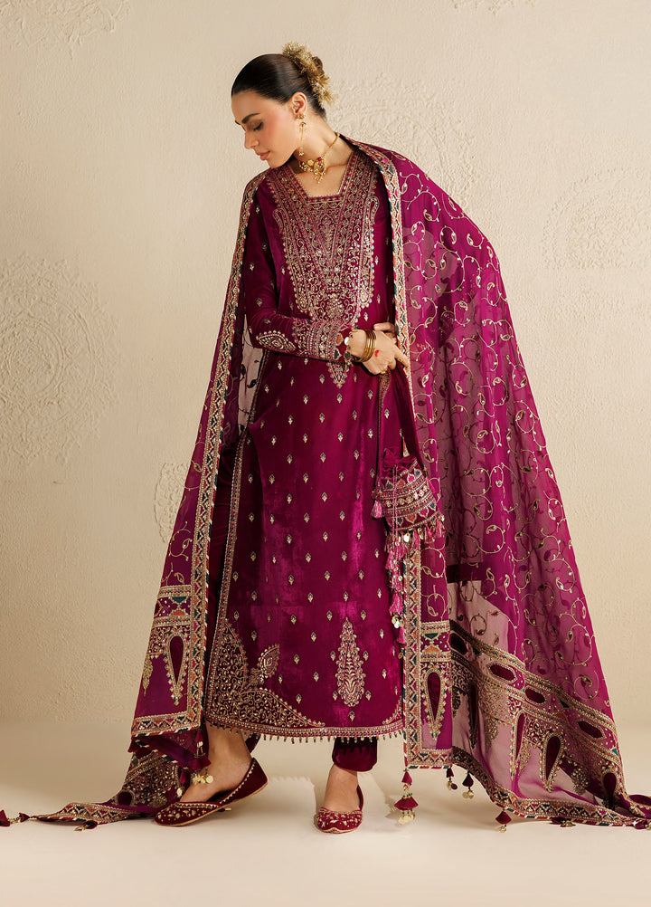 Chandni by Jazmin Unstitched Embroidered Velvet 3 Piece Suit JZ26UVC ZAIB CVF-26-D12 - Wedding Collection