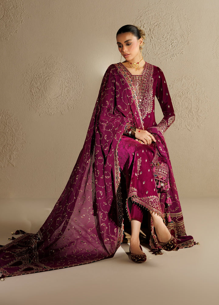 Chandni by Jazmin Unstitched Embroidered Velvet 3 Piece Suit JZ26UVC ZAIB CVF-26-D12 - Wedding Collection