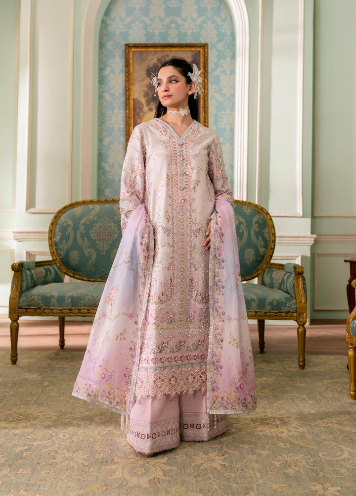Luxe by Qalamkar Unstitched Embroidered Charmeuse Silk 3 Piece Suit QLK26UL Calista QSL-02 - Festive Collection