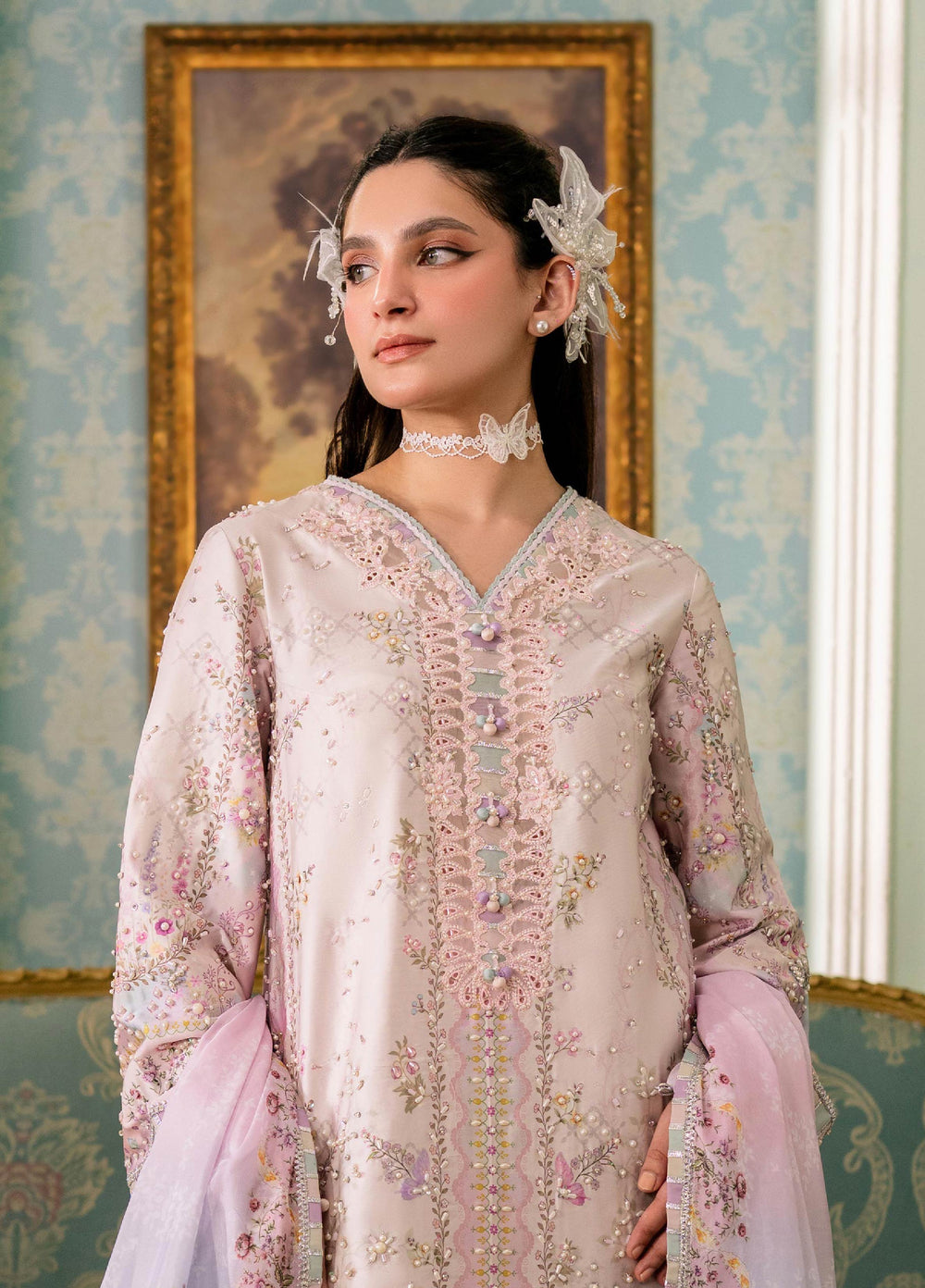 Luxe by Qalamkar Unstitched Embroidered Charmeuse Silk 3 Piece Suit QLK26UL Calista QSL-02 - Festive Collection