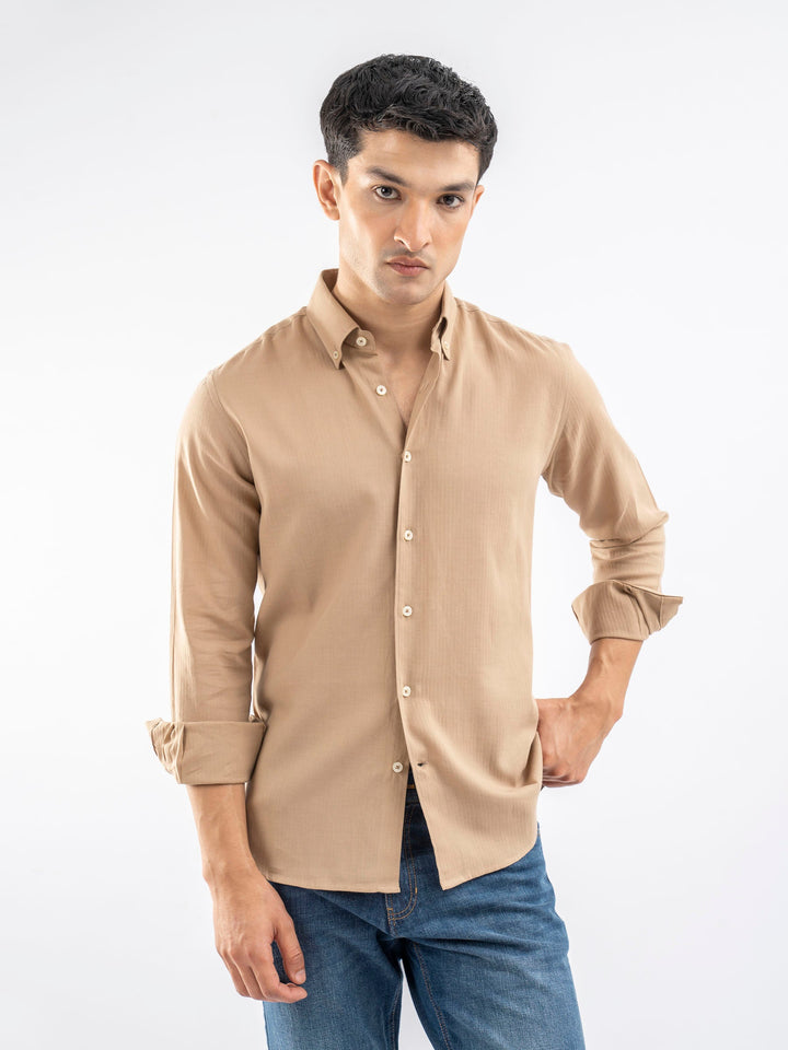 Brumano Ready To Wear Shirts Men 1 Piece Cotton Camel Brown Light Weight Button Down Shirt 0-31-025-4239 - Summer Collection