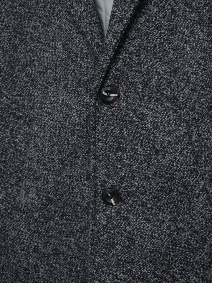Brumano Mens RTW Solids Wool 1 Piece Charcoal Blended Over Coat Winter Collection