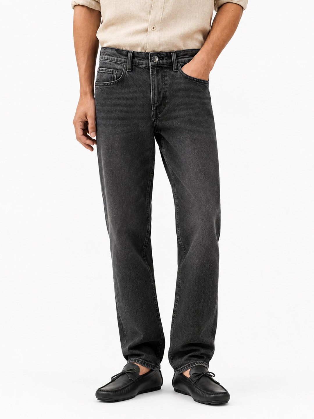Brumano Mens RTW Solids Cotton Pants Charcoal Grey Denim Western Collection