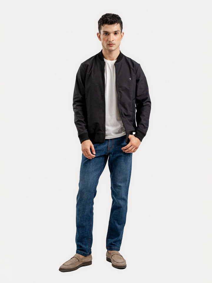 Brumano Pret Solids Polyester 1 Piece Charcoal Everyday Bomber Jacket