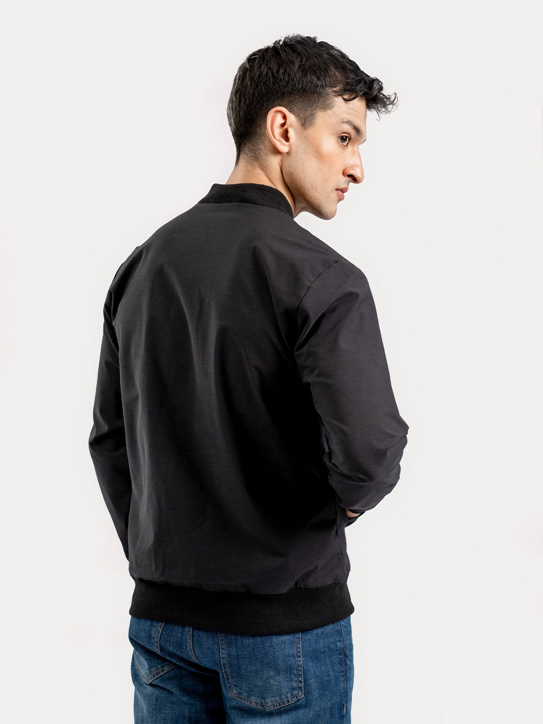 Brumano Mens RTW Solids Poly 1 Piece Charcoal Bomber Jacket Winter Collection
