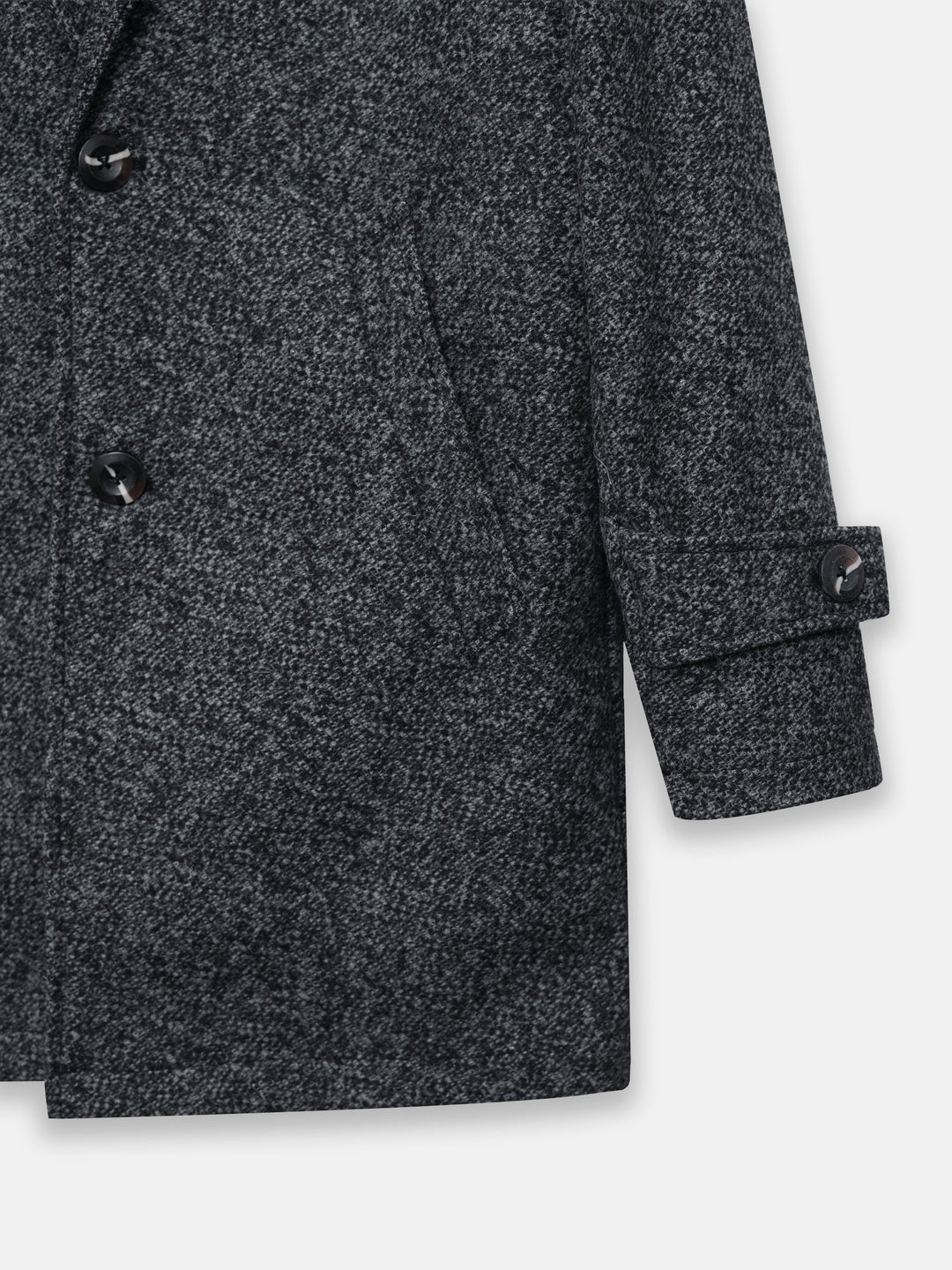 Brumano Mens RTW Solids Wool 1 Piece Charcoal Blended Over Coat Winter Collection