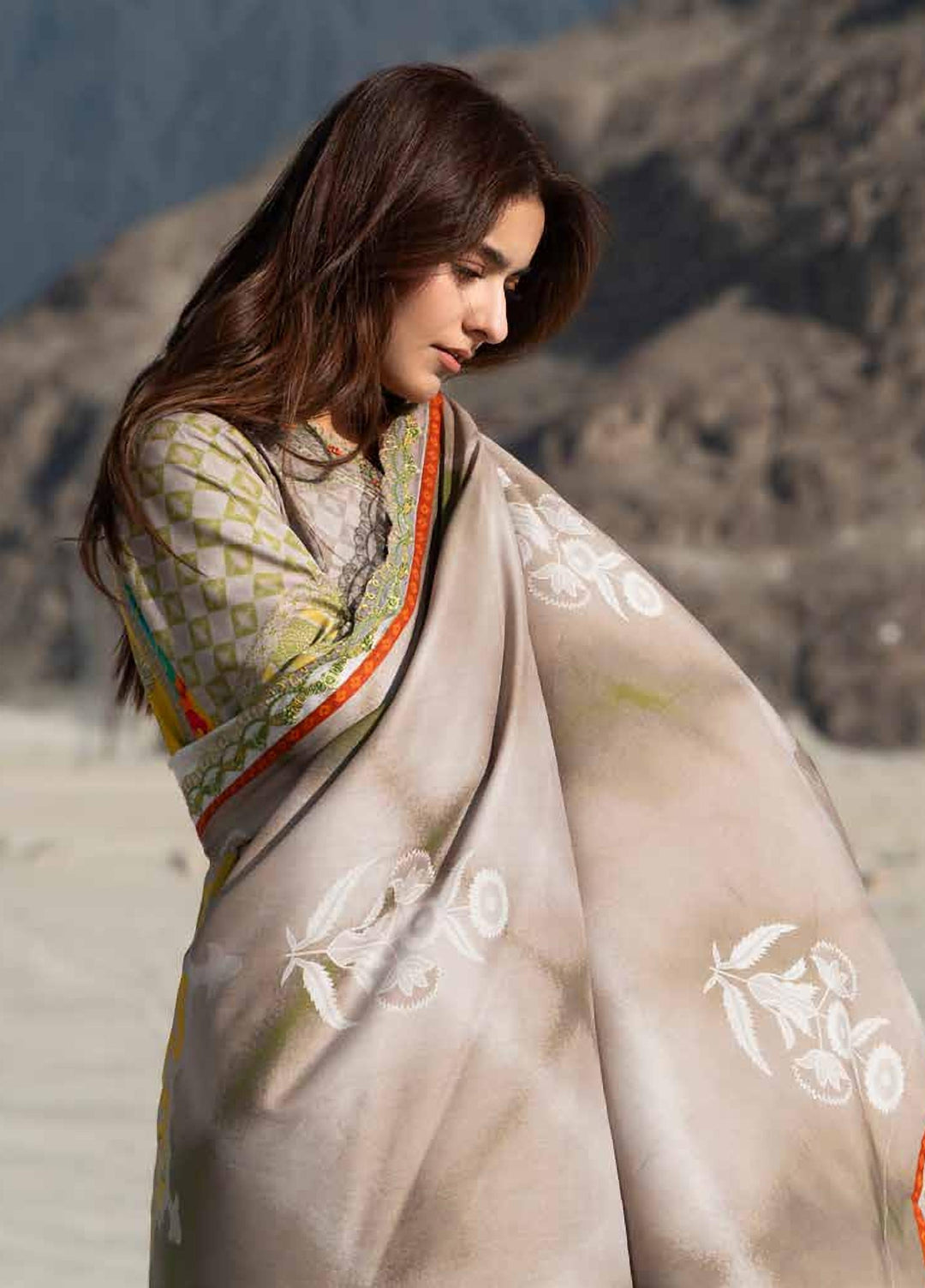 Combination by Charizma Unstitched Embroidered Linen 3 Piece Suit CHR26ULC CCW7-19 - Casual Collection