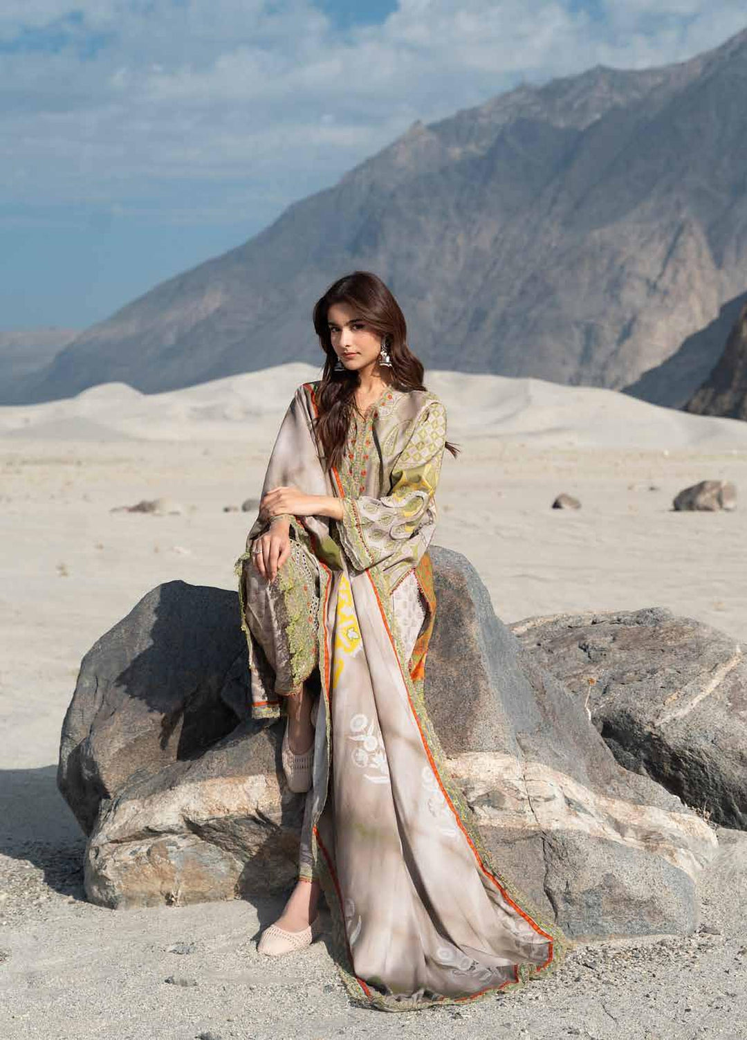 Combination by Charizma Unstitched Embroidered Linen 3 Piece Suit CHR26ULC CCW7-19 - Casual Collection
