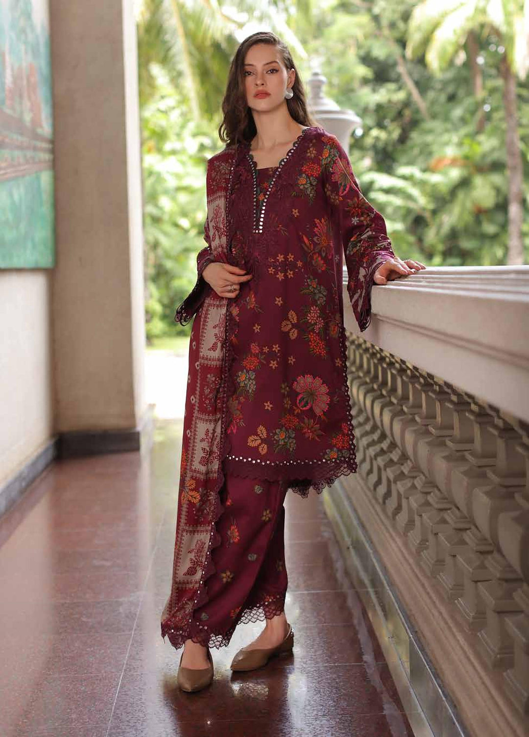 Combination by Charizma Unstitched Embroidered Linen 3 Piece Suit CHR26ULC CCW7-22 - Casual Collection