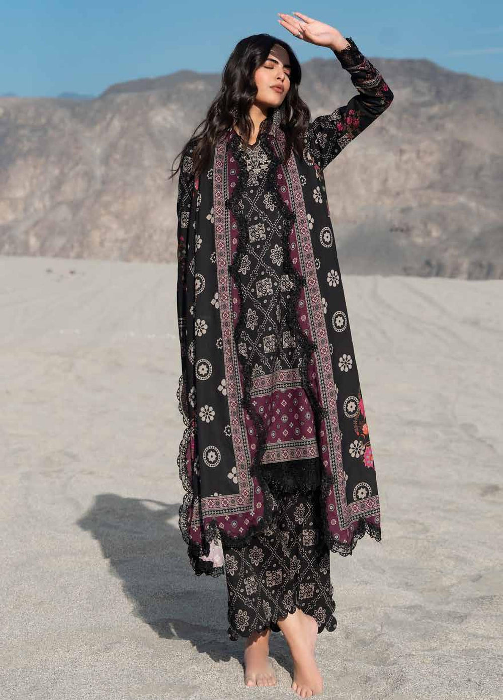 Combination by Charizma Unstitched Embroidered Linen 3 Piece Suit CHR26ULC CCW7-23 - Casual Collection