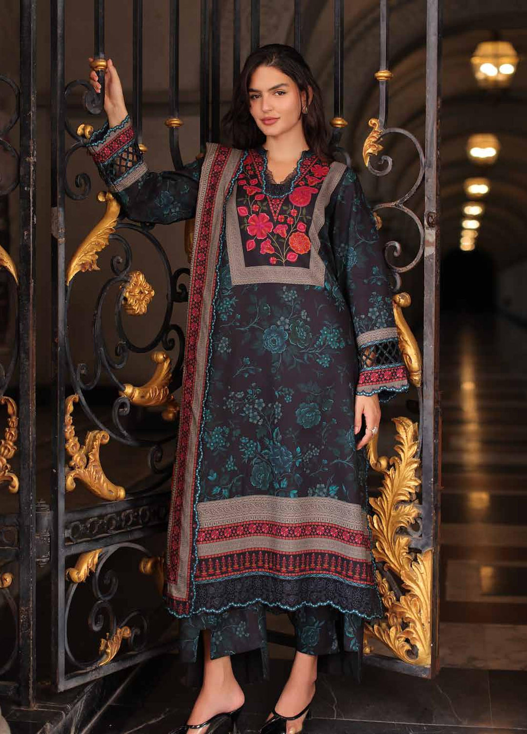 Combination by Charizma Unstitched Embroidered Linen 3 Piece Suit CHR26ULC CCW7-27 - Casual Collection