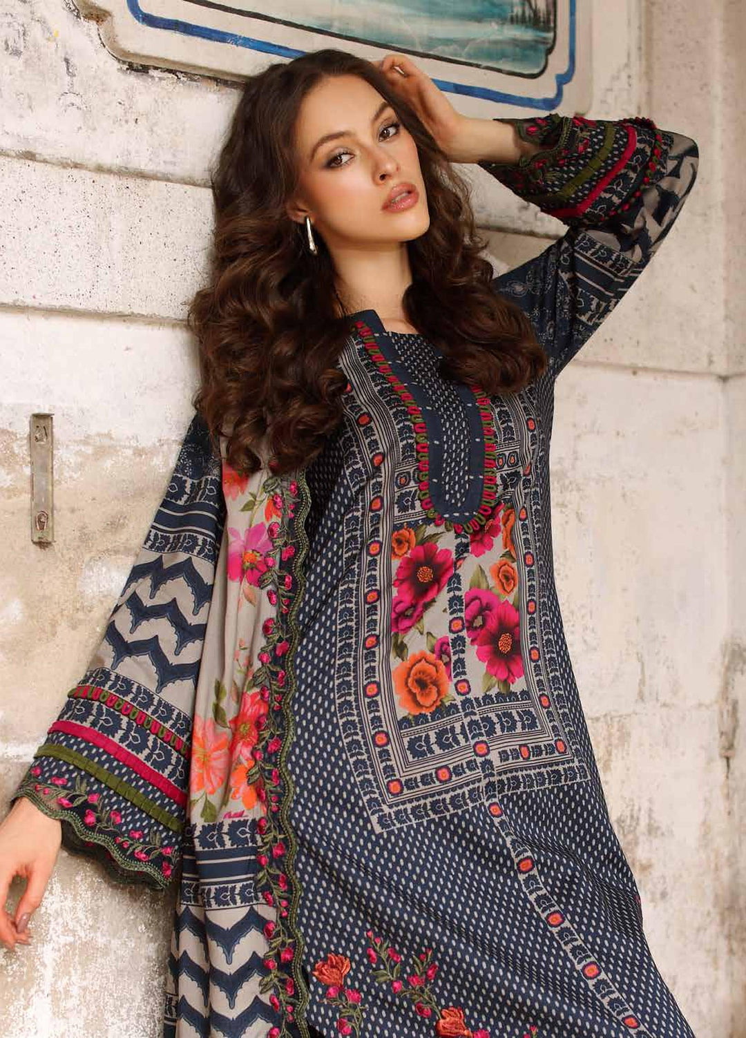 Combination by Charizma Unstitched Embroidered Linen 3 Piece Suit CHR26ULC CCW7-28 - Casual Collection